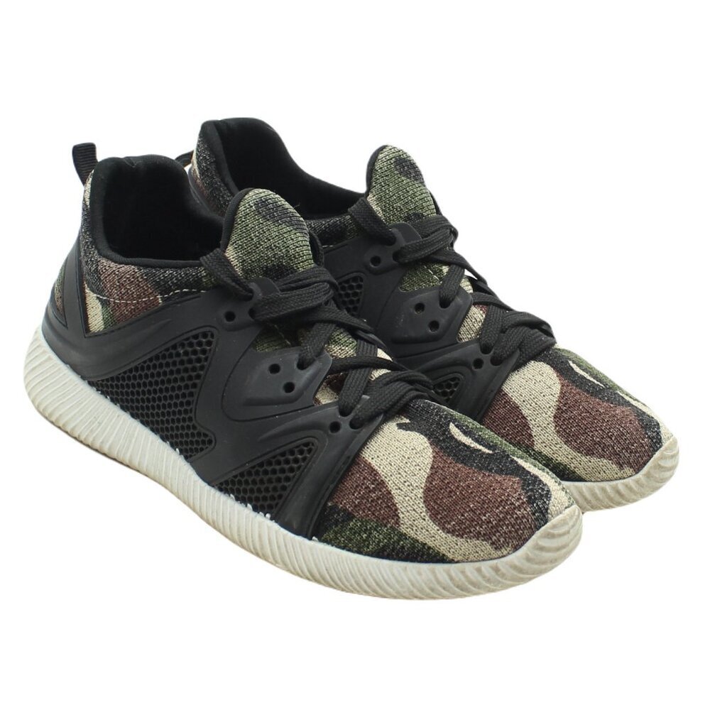Qupid Women's Green Camo Lace-Up Athleisure Sneakers Size 6